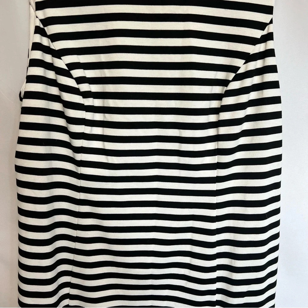 Vince Camuto Sleeveless Knit Sheath Dress Black & White Stripes Size 14W - Picture 4 of 11